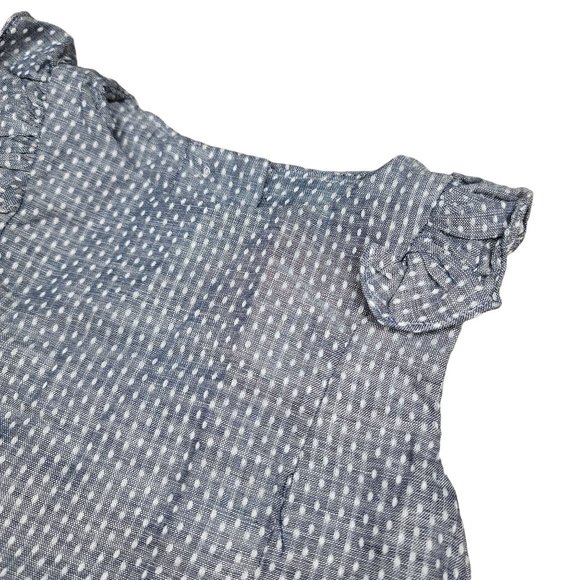Persnickety grey and white polka dot flutter sleeve tie top 100% cotton size 12m - Picture 4 of 4
